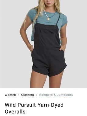 Billabong Wild Pursuit Black Short Overall Romper